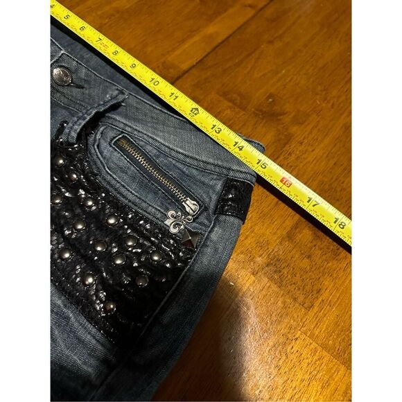 Vtg Y2K House of Dereon Beyoncé Womens Mid Rise Flare Embellished Jeans Size 7/8 - Picture 11 of 15